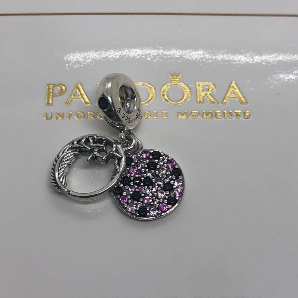 🌞📖Pandora Pavé Feather Dangle Charm S925 sterling silver gift